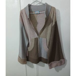 Plenty tracy Reese womens xl kimono pullover pink tan wool oversized sweater